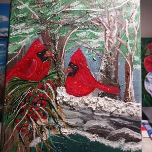 Winter Cardinals Canvas Art